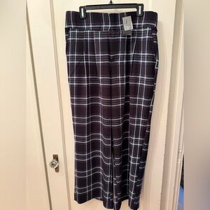 NWT Torrid Studio Crepe Wide Leg High Rise Pants in Delilah Plaid Deep Black 14S